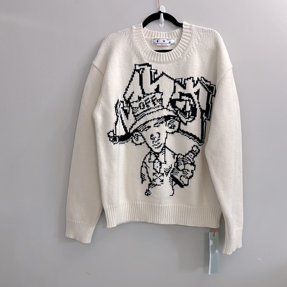 NWT Off-White Logo Intarsia Long-Sleeved Jumper - Picture 6 of 17